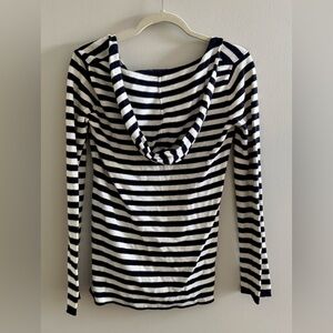 Banana Republic Navy and White Striped Long Sleeve Hooded Top